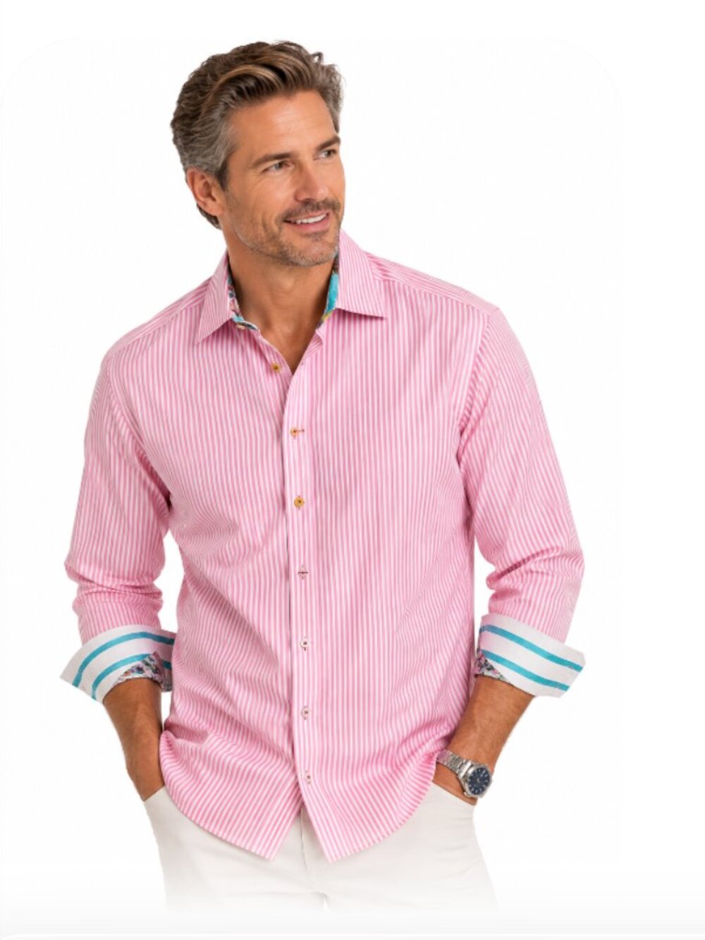Robert Graham X Men’s Pink Striped XL
